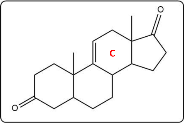 Chemical structure of a steroid with a highlighted C ring.