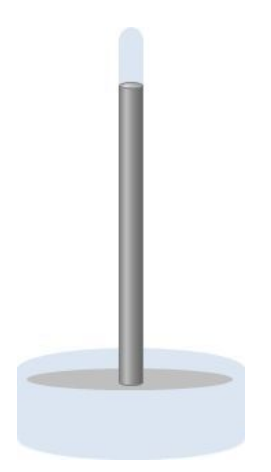 A classic mercury barometer with a 1-meter glass tube showing a 76 cm mercury column inside a circular base.