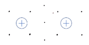Two identical positive charges with electric field lines radiating outward, showing repulsion between them.