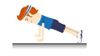 Man modeled as a board doing push-ups at 20° angle, showing forces on hands and feet relative to center of mass.