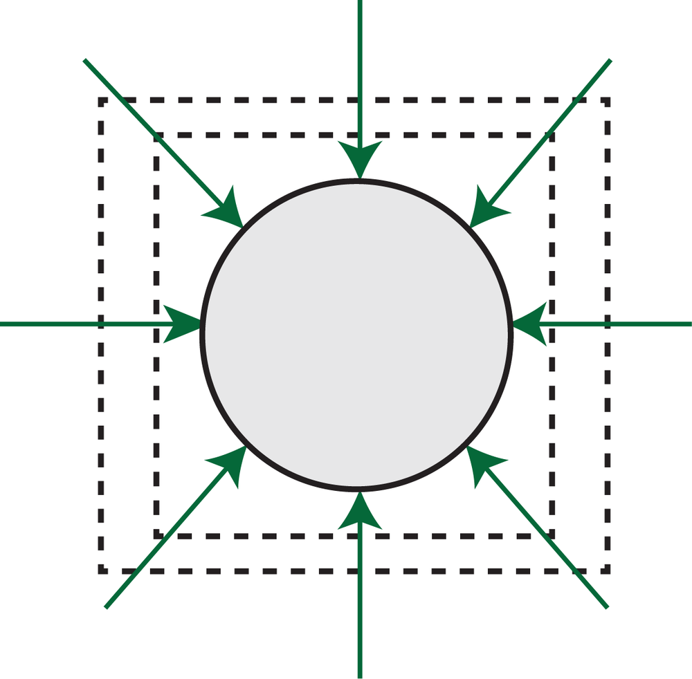 Illustration of electric field lines and equipotential lines around a charged metallic sphere.