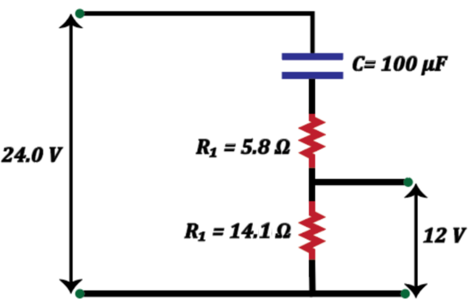 Circuit diagram featuring a 100 μF capacitor and resistors for 12 V output in AC circuits.