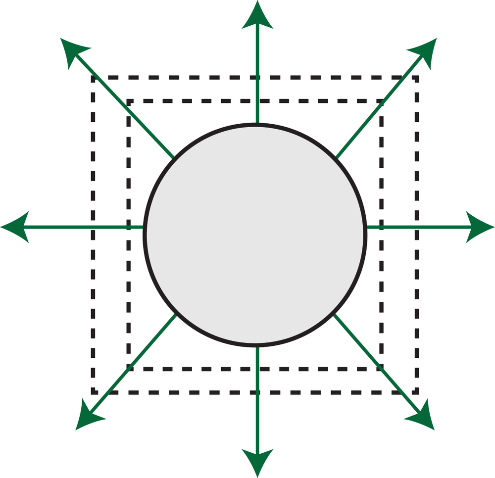 Electric field lines and equipotential lines around a positively charged metallic sphere.