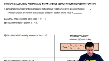 Average & Instantaneous Velocity from Position Function