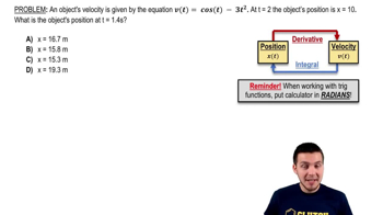 Position & Displacement from Velocity Function Example 2