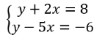 Image showing a system of two linear equations to solve and classify without graphing.