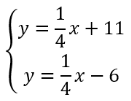 Two linear equations with equal slopes and different y-intercepts, indicating no solution.