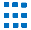Blue array of nine squares arranged in three rows and three columns representing 5 times 3 multiplication.