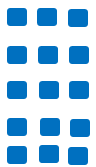 Blue squares arranged in a 5 by 3 grid forming an array to represent the multiplication expression 5 times 3.