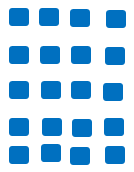 Blue dots arranged in a 5 by 3 rectangular array representing the multiplication expression 5 times 3.