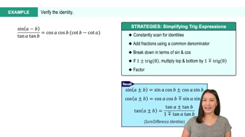 Verifying Identities with Sum and Difference Formulas Example 6