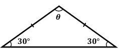 Isosceles triangle with two equal sides, two 30-degree angles, and an unknown vertex angle labeled theta.
