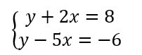 System of two linear equations with variables x and y, asking to find the number of solutions without graphing.