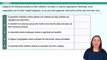 Formal Organizations Example 1