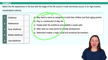 Major Stages of the Life Course Example 1