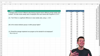 One-Way ANOVA Using Excel Example 1