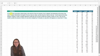 Multiple Regression - Excel Example 1