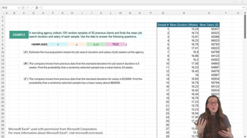Finding Probabilities for Sample Means - Excel Example 1