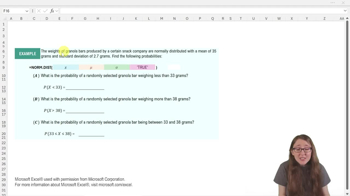 Finding Probabilities from Z-Scores and X Values-Excel Example 1