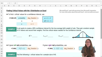 Finding t Critical Values From Probabilities - Excel