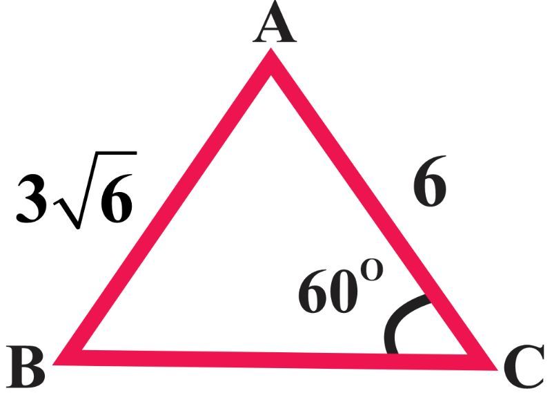 Triangle ABC with angle B unknown, angle A 60°, side lengths 3√6 and 6.