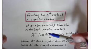 Finding the nth roots of a complex number in polar form