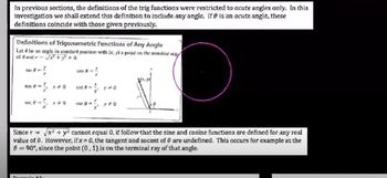 Evaluating trig functions of any angle in standard position