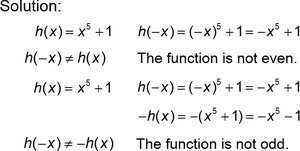 Solution showing a function is neither even nor odd