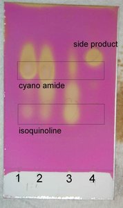 TLC plate visualized with cerium ammonium molybdate