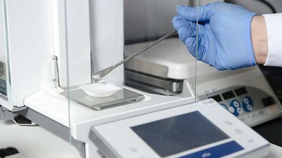 Weighing a primary standard on an analytical balance