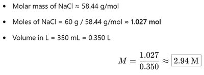 Calculation of molarity from mass and volume for NaCl