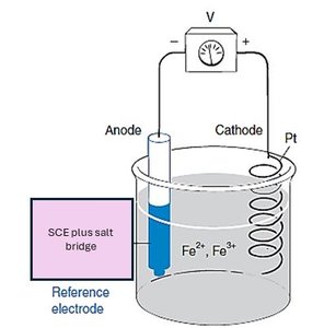 SCE reference electrode and Fe2+/Fe3+ cell diagram