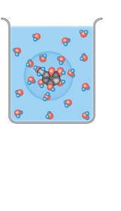 Hydration spheres around glucose