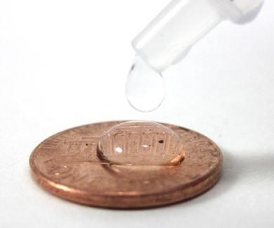Water droplet demonstrating surface tension