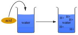 Acid dissociation in water