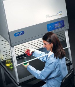 Biosafety cabinet in use