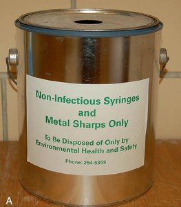 Non-infectious sharps container