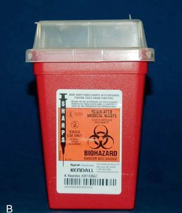 Biohazardous sharps container