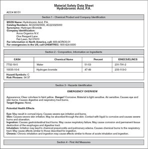 Material Safety Data Sheet example