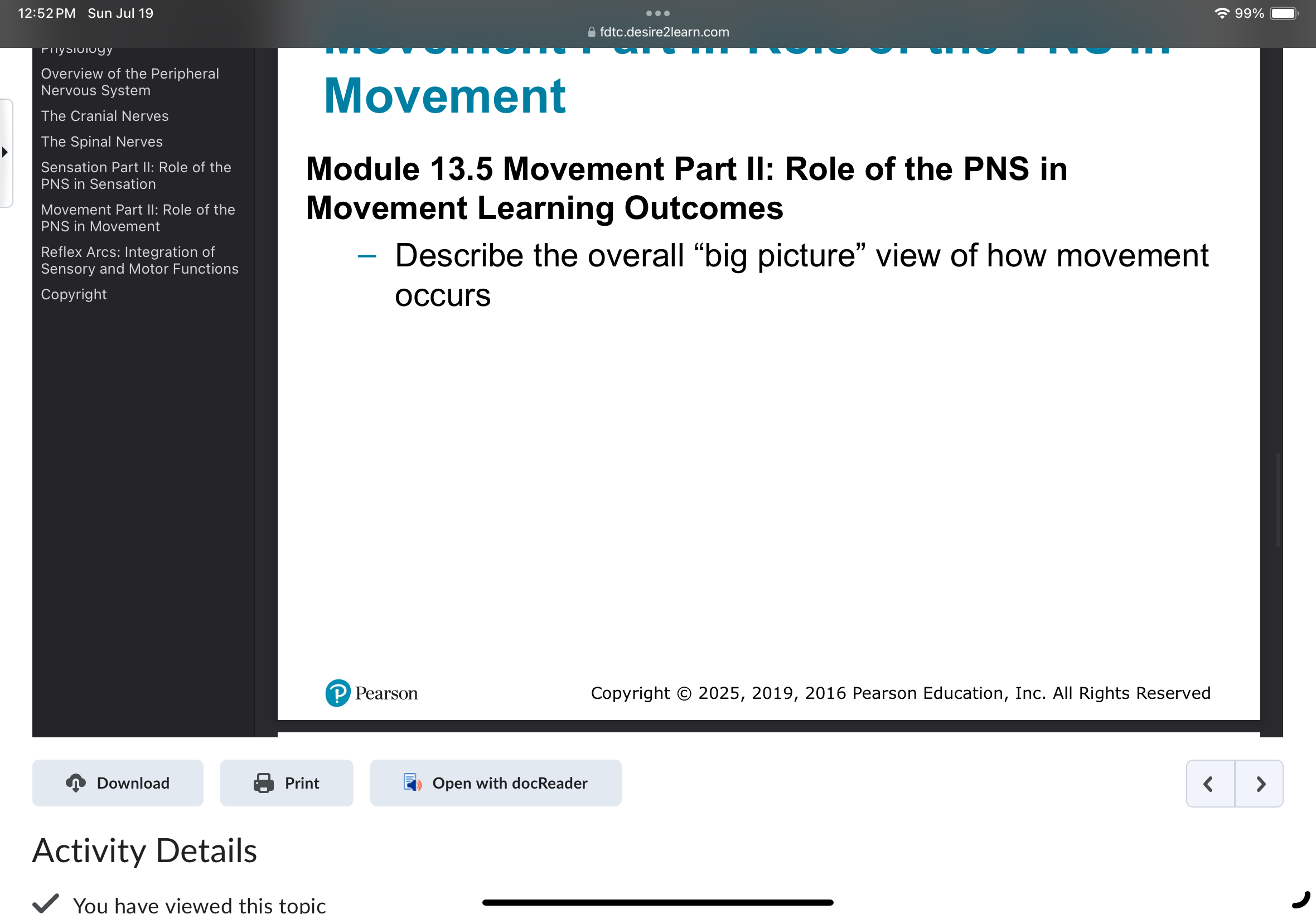 Module 13.5 Movement Part II: Role of the PNS in Movement slide