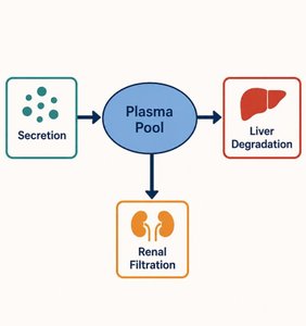 Diagram of plasma pool and hormone clearance