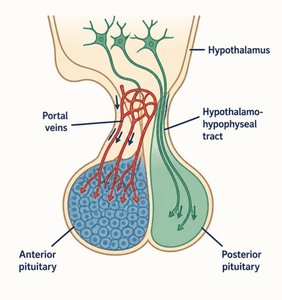 Diagram of hypothalamic-pituitary integration