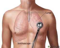 Auscultation with stethoscope