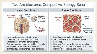 Compact vs. Spongy Bone Architecture