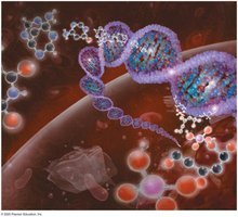 Artistic representation of DNA and molecules