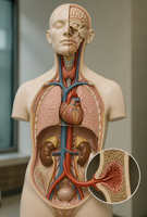 Human anatomy showing bone marrow and blood vessels