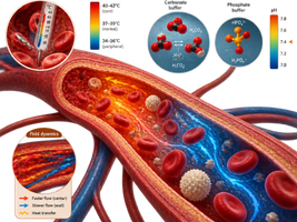 Blood flow and temperature regulation in vessels