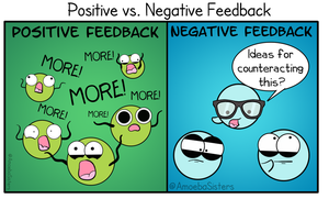 Positive vs. negative feedback cartoon