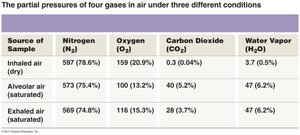 Partial pressures of gases in different air samples