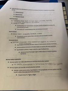 Endocrine gland stimuli notes page